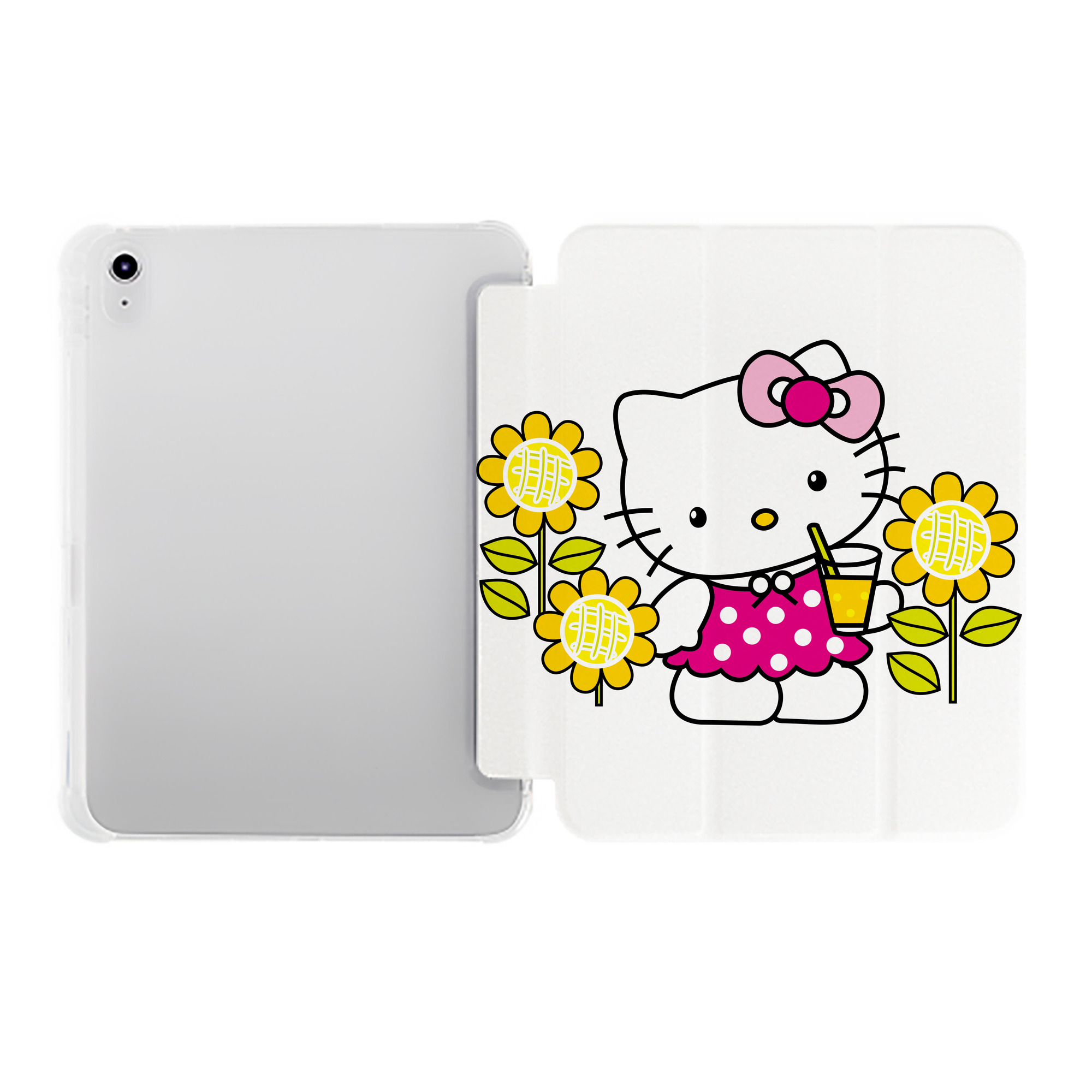 （画像用） Hello Kitty ハローキティ IPad ケース ペン収納付き 三つ折りスタンド PUレザー×シリコン 対応機種9.5/10.5/10.9インチ